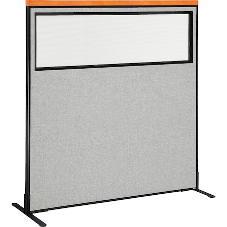 Interion By Global Industrial Interion Deluxe Freestanding Office Partition Panel w/Partial Window 60-1/4inW x 61-1/2inH Gray 694685WFGY
